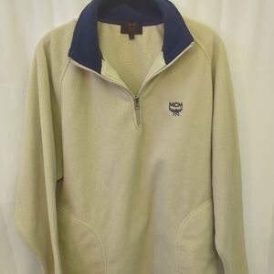 MCM Men's Zip-Up Fleece Long Sleeved in Cream and Navy Size Large